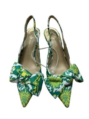 Antonio Melani Green Yellow Floral Bow Slingback Pointed
Toe Heels